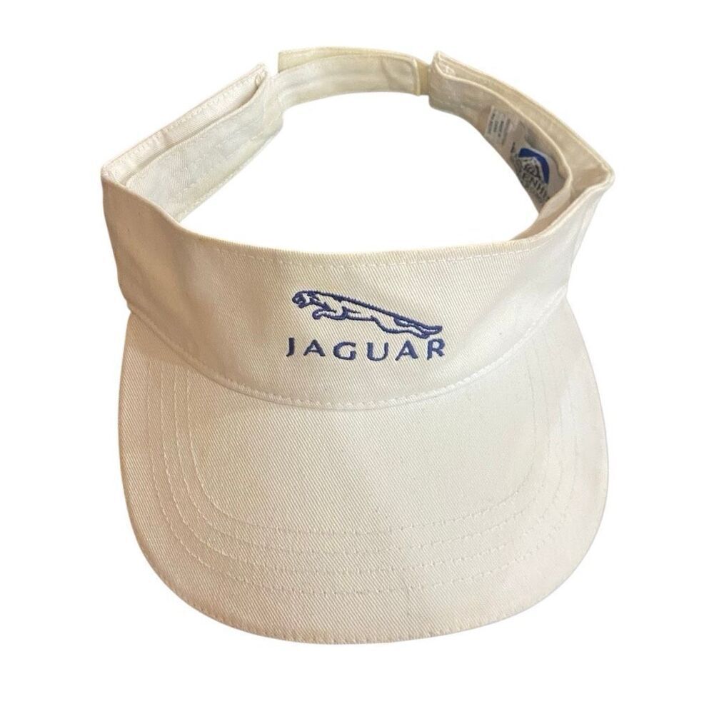 Farenheight jaguar adjustable visor white blue golf hat 100% cotton - Picture 1 of 5